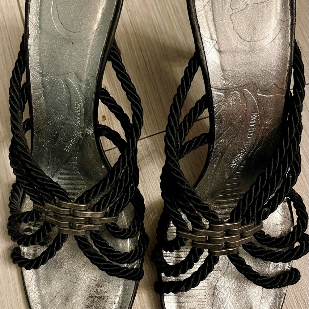 Elegant  Emporio Armani  Black Strappy Women's Sandals